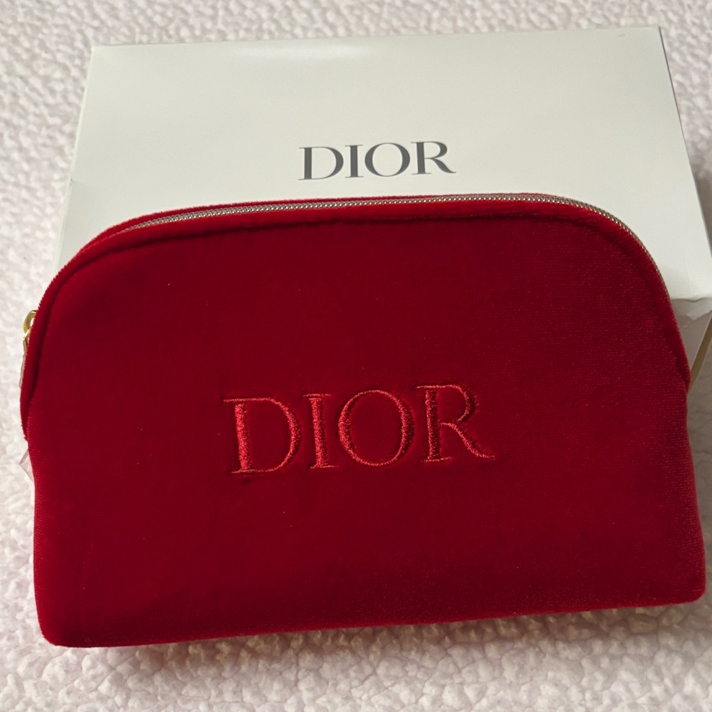 Dior Red Velvet Cosmetic Bag
